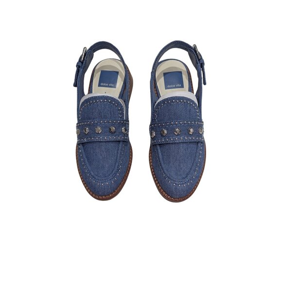 Dolce Vita Hardi Denim Studded Slingback Loafer Size 5 - Picture 2 of 6